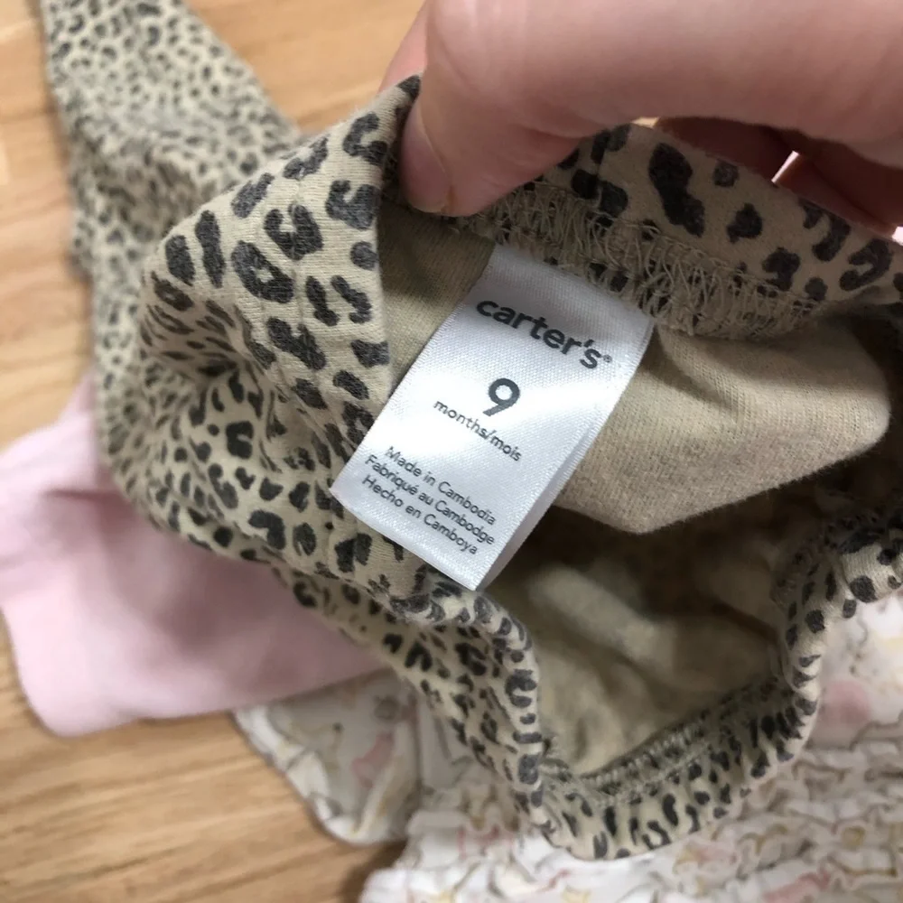 9 month Girl Pants Bundle Pink Sweatpants Cheetah Bear Carter’s Ruffle Butt